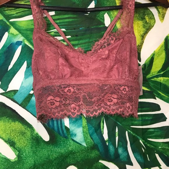 2/$20 NWT $24 Candies Medium Dusty Rose Pink Eyelash Lace Summer Bralette - Picture 2 of 6